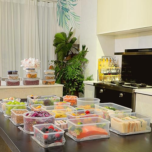 Miniatura 7 de KITHELP Juego de 60 recipientes grandes para almacenamiento de alimentos, plástico a prueba de fugas, sin BPA con tapas herméticas para
