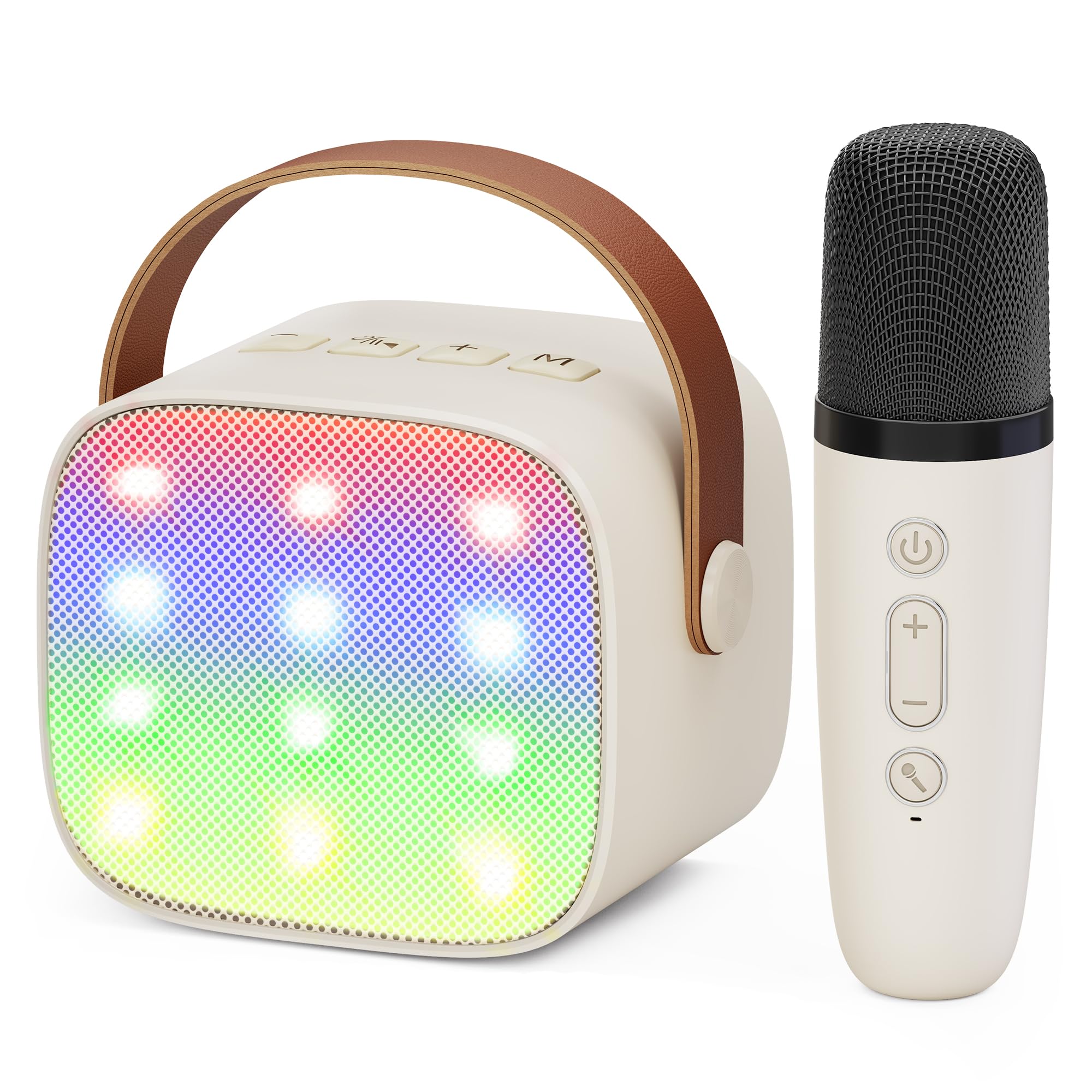 Ankuka Karaoke per Bambini Karaoke con Microfono Karaoke Cassa Bluetooth con 1 Microfono, Regalo Bambina Giochi Bimba Regalo Compleanno per 3, 4, 5, 6, 7, 8, 9,10,11,12+ Anni (Beige)