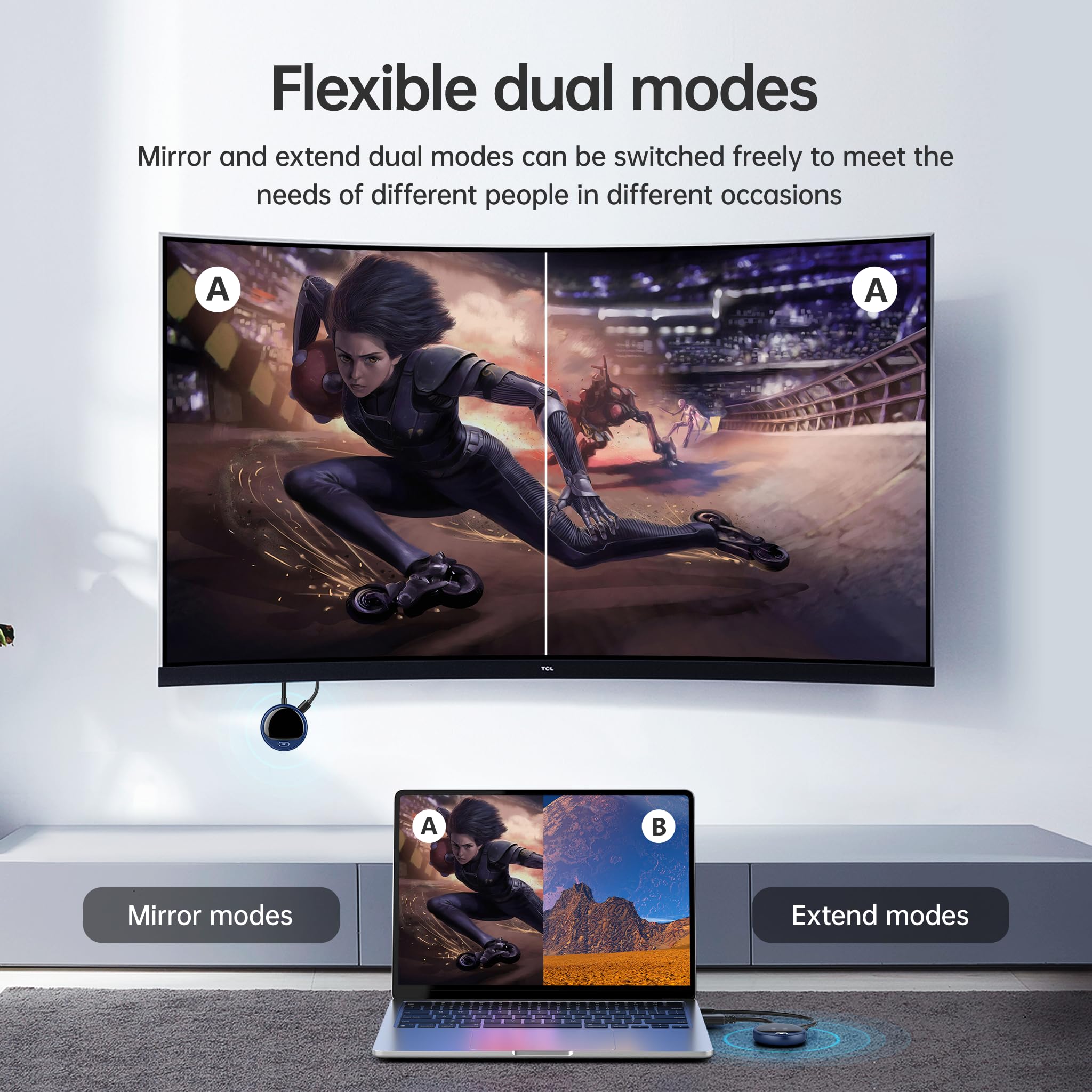 Wireless HDMI Transmitter and Receiver- 5.8G Kabellos Funkübertragung mit LED Screen 4K Dekod, 50M HDMI Wireless Sender Empfänger für Funk Streaming Video Audio File von Laptop, PC zu HDTV, Projektor