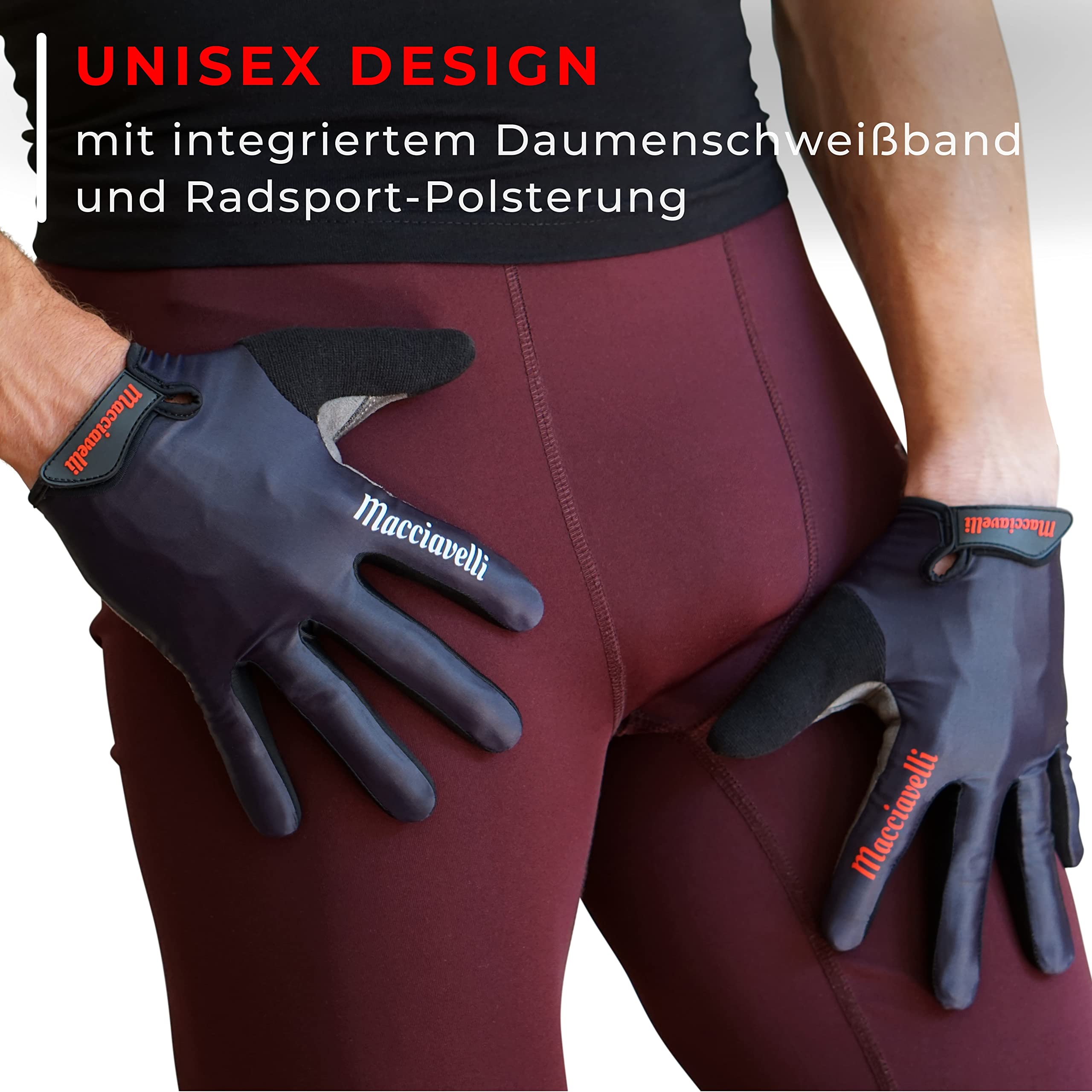 MACCIAVELLI Fahrradhandschuhe lang für Herren & Damen - MTB Fahrrad Handschuhe - Unisex Mountainbike Touchscreen Radhandschuhe - Bike Gloves