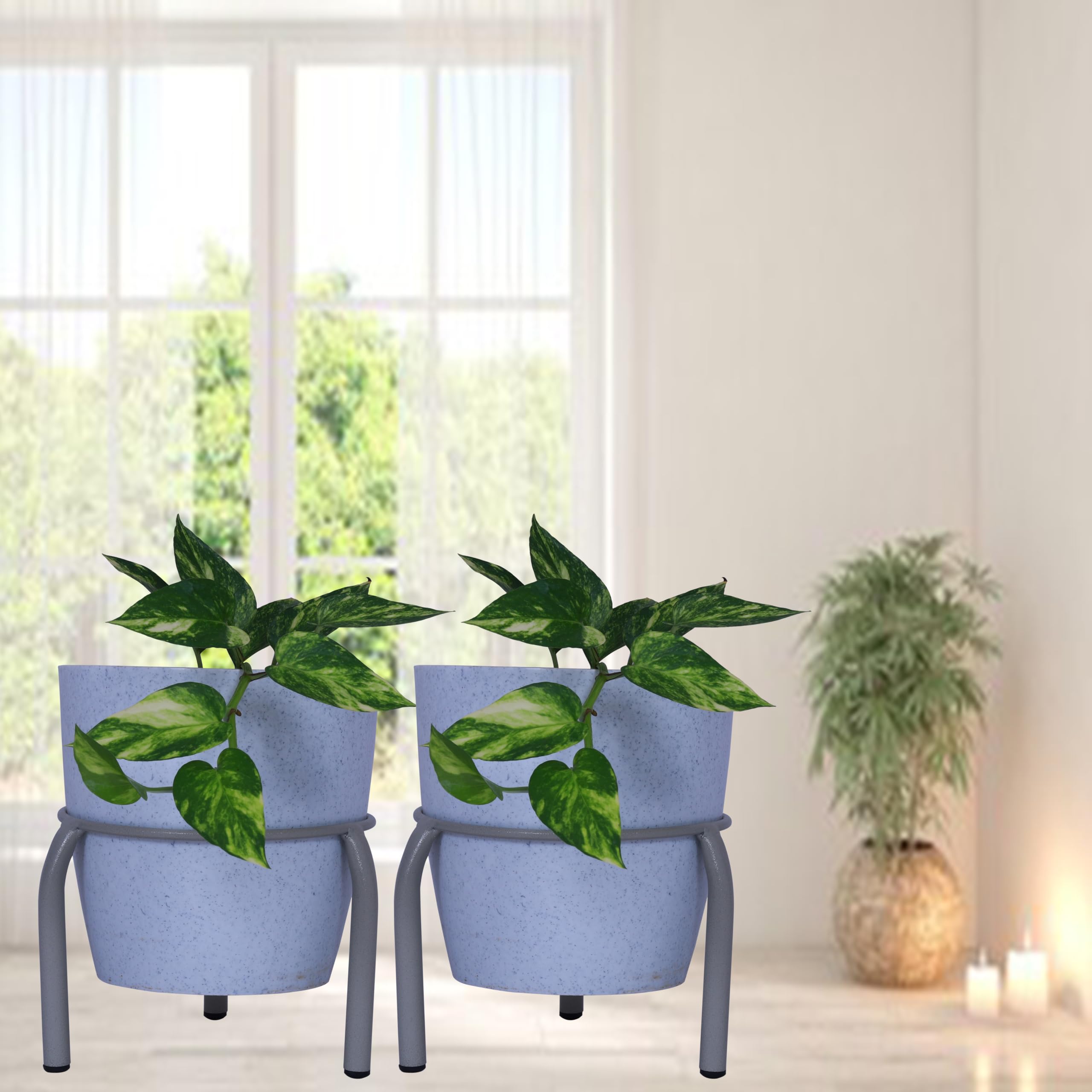 D&V Engineering Metal Plant Stands for Home & Garden | Heavy-Duty Gamla or Pot Stands for Balcony | 7.9” Diameter, 6” Height | 40kg Load Capacity | Set of 2, Grey (B081ZW6LZJ) Amazon Price History, Amazon Price Tracker