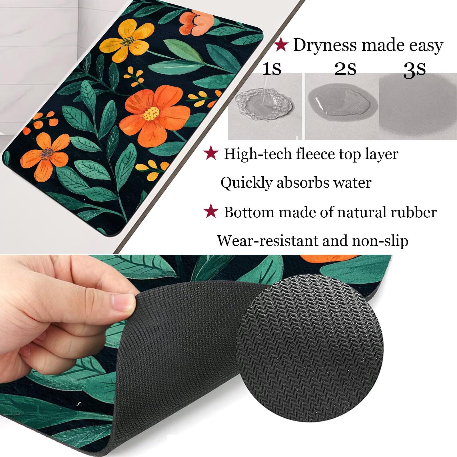 Genérico Alfombra Baño 80x120cm Alfombra Diatomita Baño, Súper Absorbente Microfibra Alfombrilla Ducha, Bath Mat Secado Rápido y Lavable, Rug para Cocina Bañera Illustration 6-108