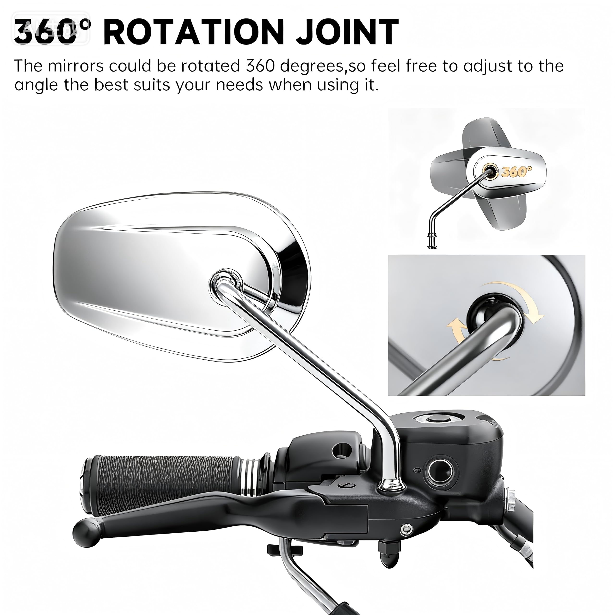 DREAMIZER Specchietti Retrovisori per Moto M8 8 mm Cromo Specchietti Sportster a Stelo Lungo Compatibile con Harley Road King Street Electra Glide Dyna Softail Road Glide 1982-2025