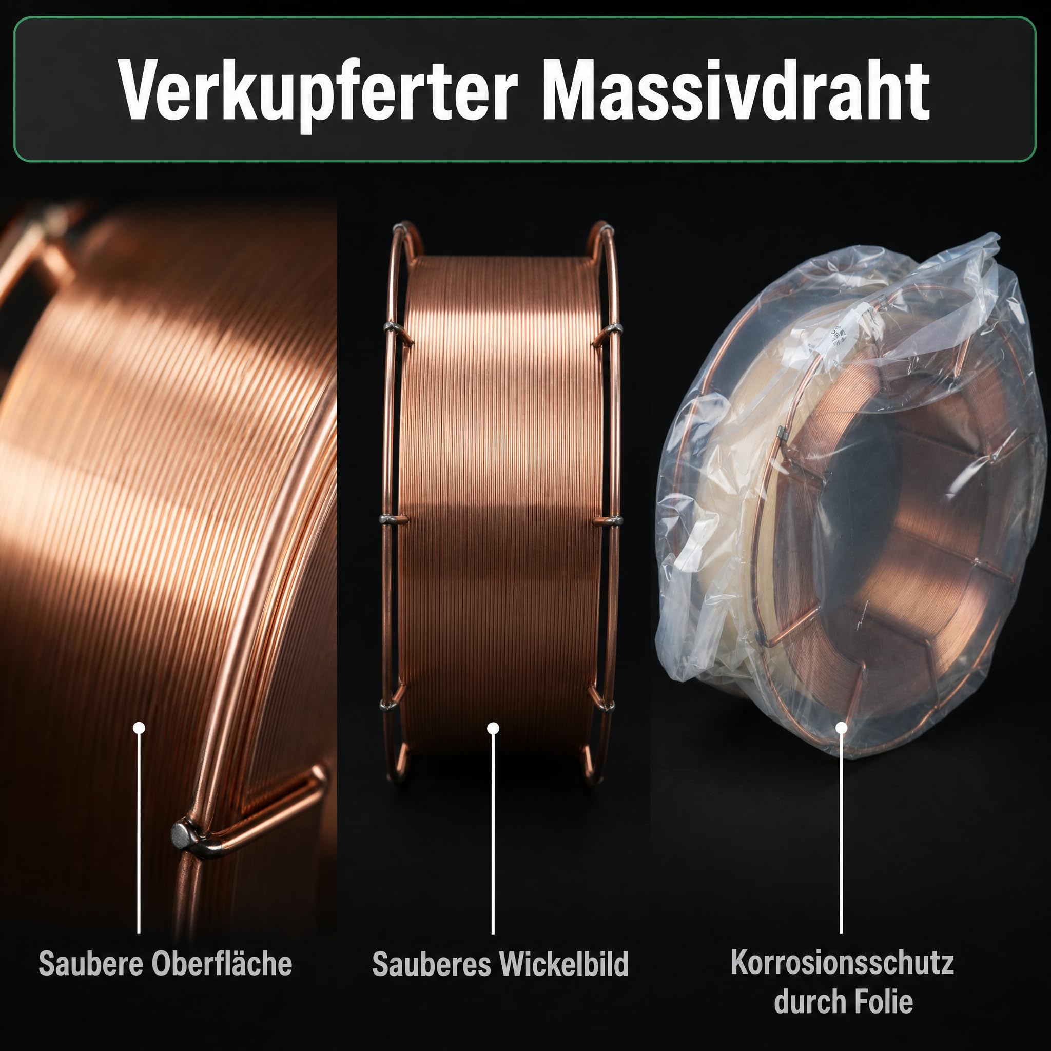 Alambre de soldadura MIG MAG de acero, diámetro de 1,0 mm, SG2, CO2, G3Si1, 15 kg, K300