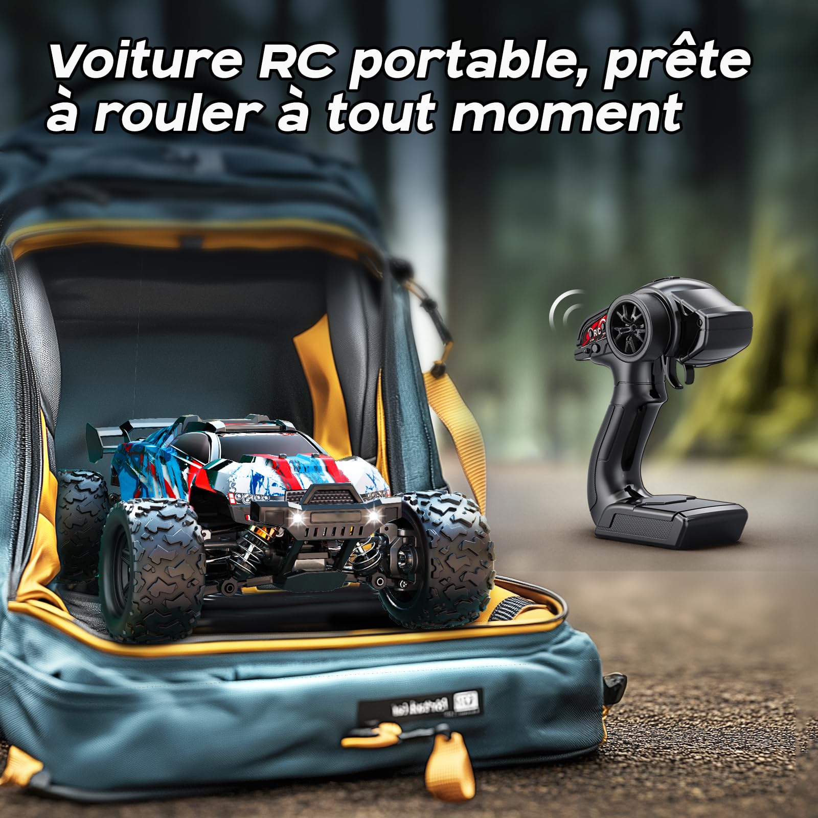 Voiture Télécommandée Adulte 1:18 RC Car 4x4 40 km/h Débutant, Voiture Radiocommandée Tout Terrain Compacte avec Transmission Métallique et 2 Batteries, Modèle RC Extérieur