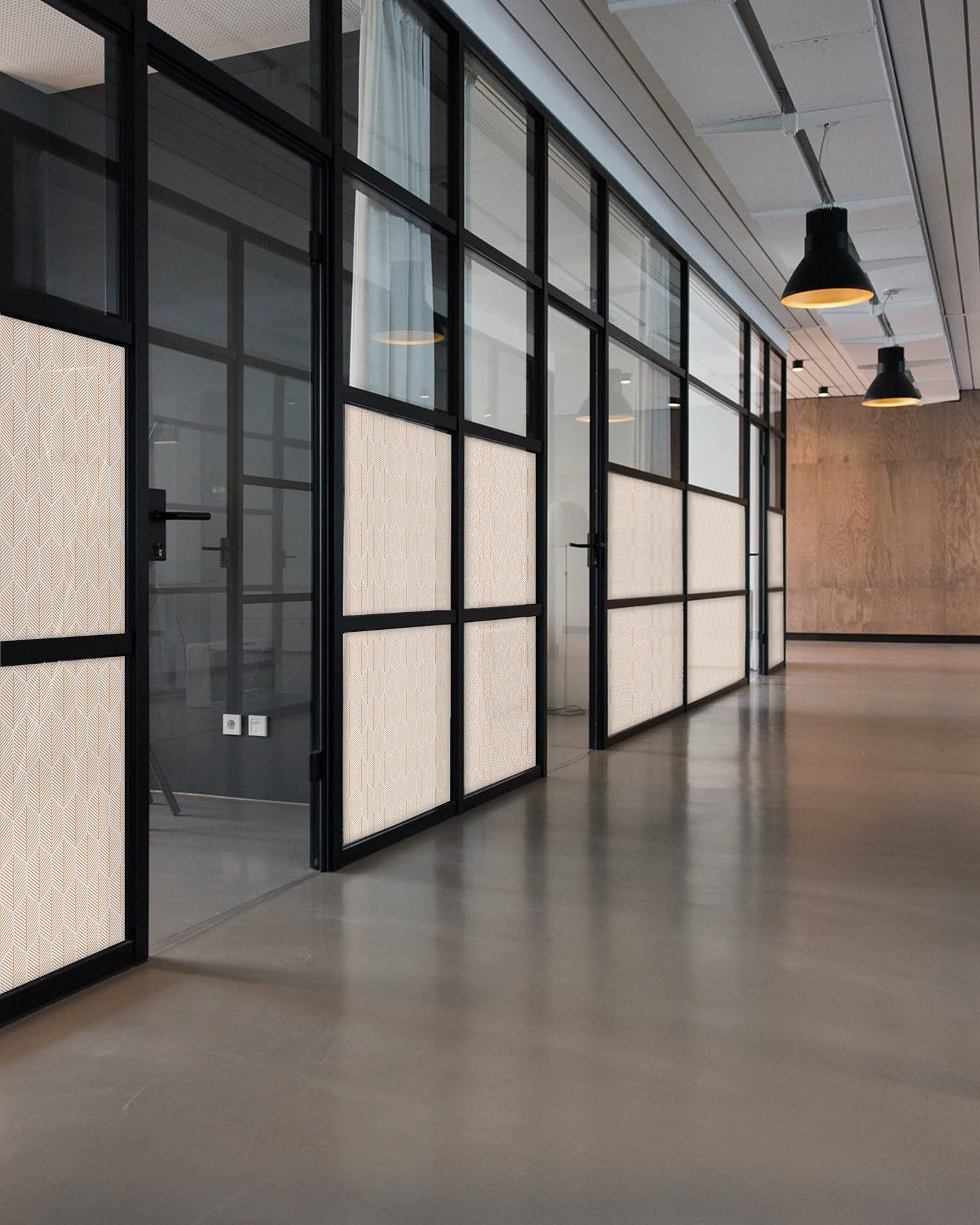 Panorama Fensterfolie Geometrie Blätter 73x200 cm - Milchglasfolie Selbstklebend Fenster - Klebefolie