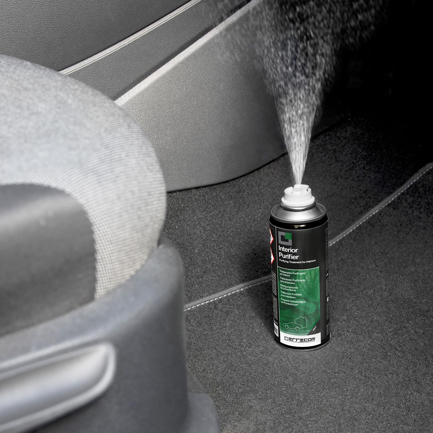 Errecom Interior Purifier, Spray Higienizante A/C y Habitáculo del Auto | Neutraliza Olores Persistentes y Contaminantes | Acción Rápida One-Shot | Aire Limpio de Larga Duración | 200 ml Menta