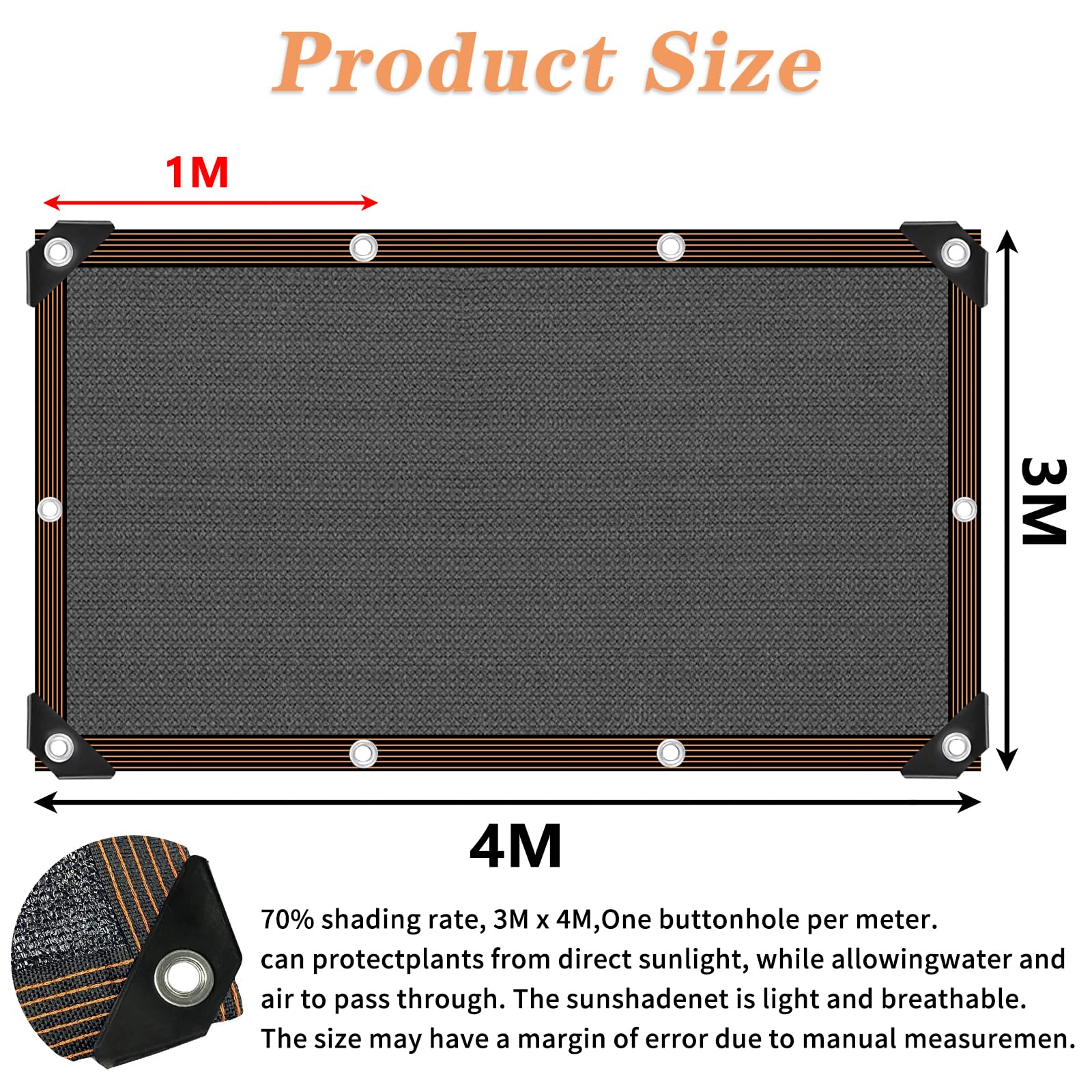 QLOFEI Rete Ombreggiante Con Occhielli, 50% Anti UV Telo Ombreggiante Occhiellato, Rete Parasole Tessuto Protezione Solare per Pergolato, Giardino, Balcone (3x4m)