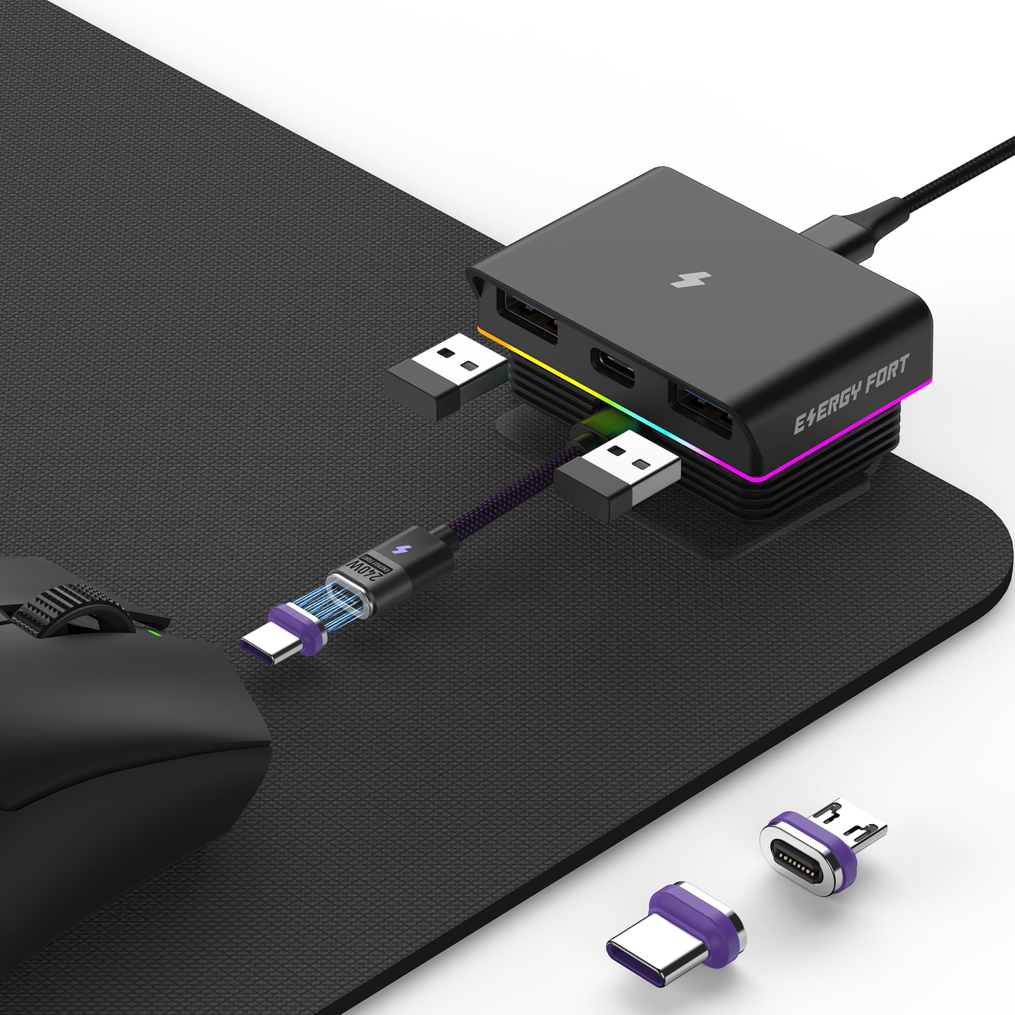 for G Pro X Superlight 2 Gaming Mouse Fast Charging Dock for Razer Viper V3 Pro (2024), PRO X Superlight 2 Lightspeed and Universal USB C Mouse Magnetic Desktop Charger RGB Gaming Room/Man Cave
