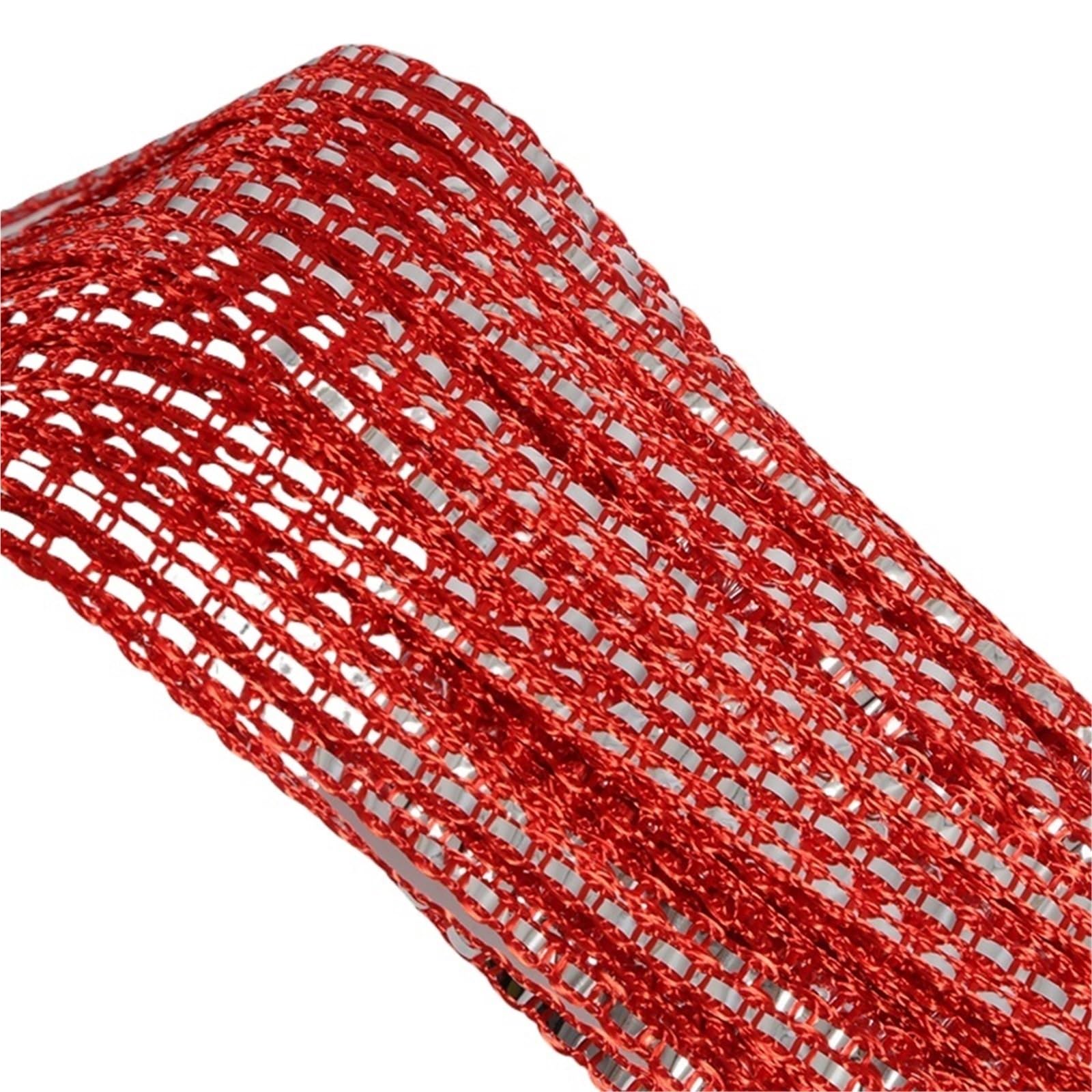 DFGBAPKBL beaded door curtain 1 Piece Silver Thread Glitter Rope Curtain Bead Decoration Room, Partition Beads Tassel Polyester Fabric For Living(Red)