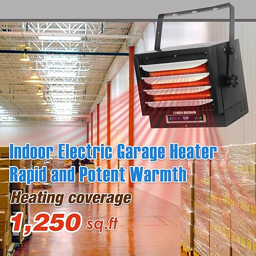 Miniatura 8 de KEN BROWN Calentador de techo forzado con ventilador digital de 7500 W, calentador eléctrico de garaje con control remoto de función completa,