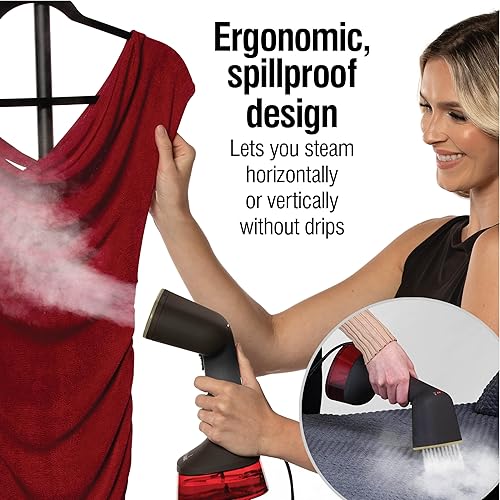 Miniatura 5 de CHI Vaporizador de mano para ropa, cepillo de tela, tanque de agua grande de 10.1 fl oz, 2 modos de vapor, mango ergonómico, vaporizador portátil