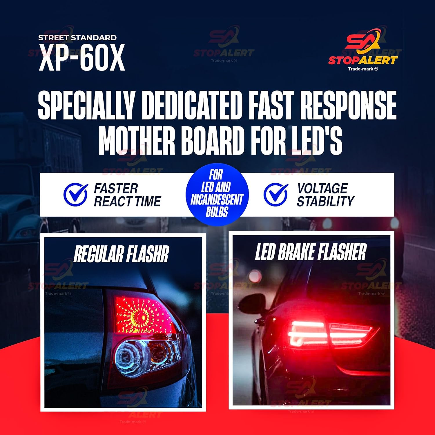 NEW XP 60X +60 Brake Flasher Universal Stop bulbs & Tail Light Relay Pre-programmed pattern (rapid flash, low flash & steady) LEDs & OTHERS for Cars, Trucks, Motorcycles - 5A 60W