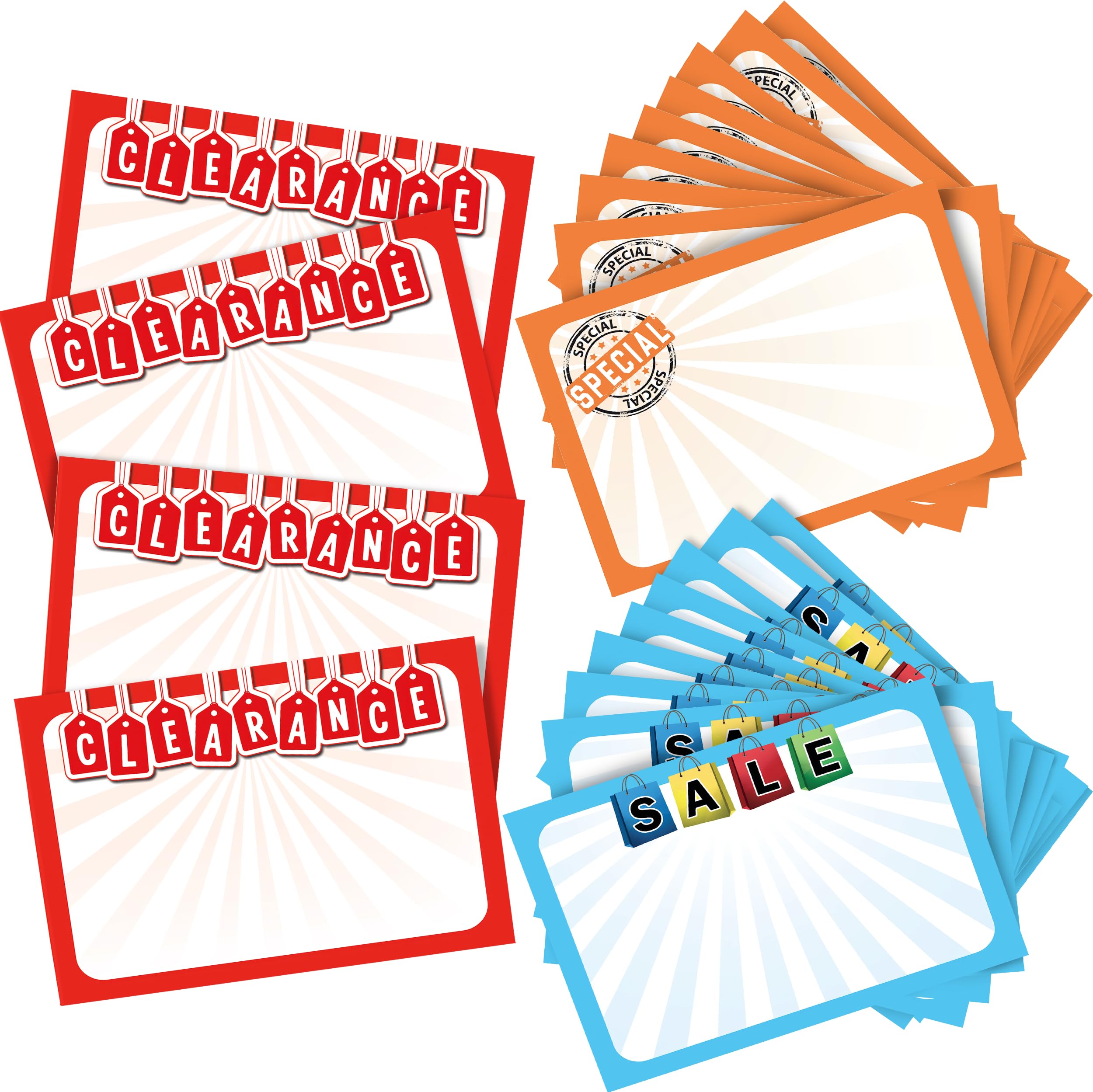 Retail Genius Sale Sign Bulk Variety 60 Pack. Durable 5x7 Price Tags Promote Business At Yard, Estate and Garage Sales. Special Display Card Supplies