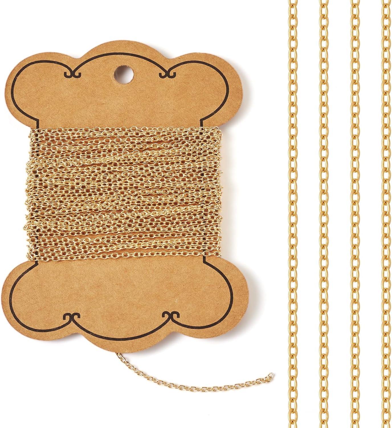 Pandahall 16.4 Feet 14K Gold Filled Cable Chains - Permanent Jewelry Chains with Small Link Necklace Design, Soldered Gold Finish for Jewelry Making, Includes Card Paper