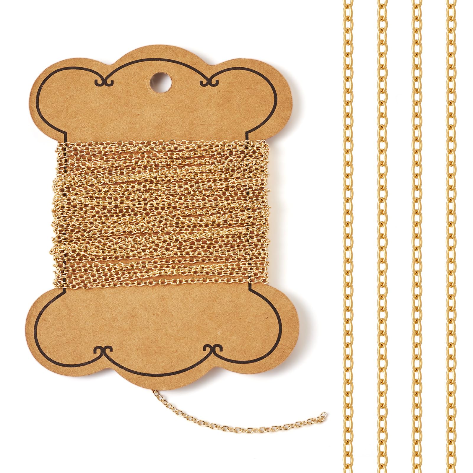 Pandahall 16.4 Feet 14K Gold Filled Cable Chains - Permanent Jewelry Chains with Small Link Necklace Design, Soldered Gold Finish for Jewelry Making, Includes Card Paper — image 1