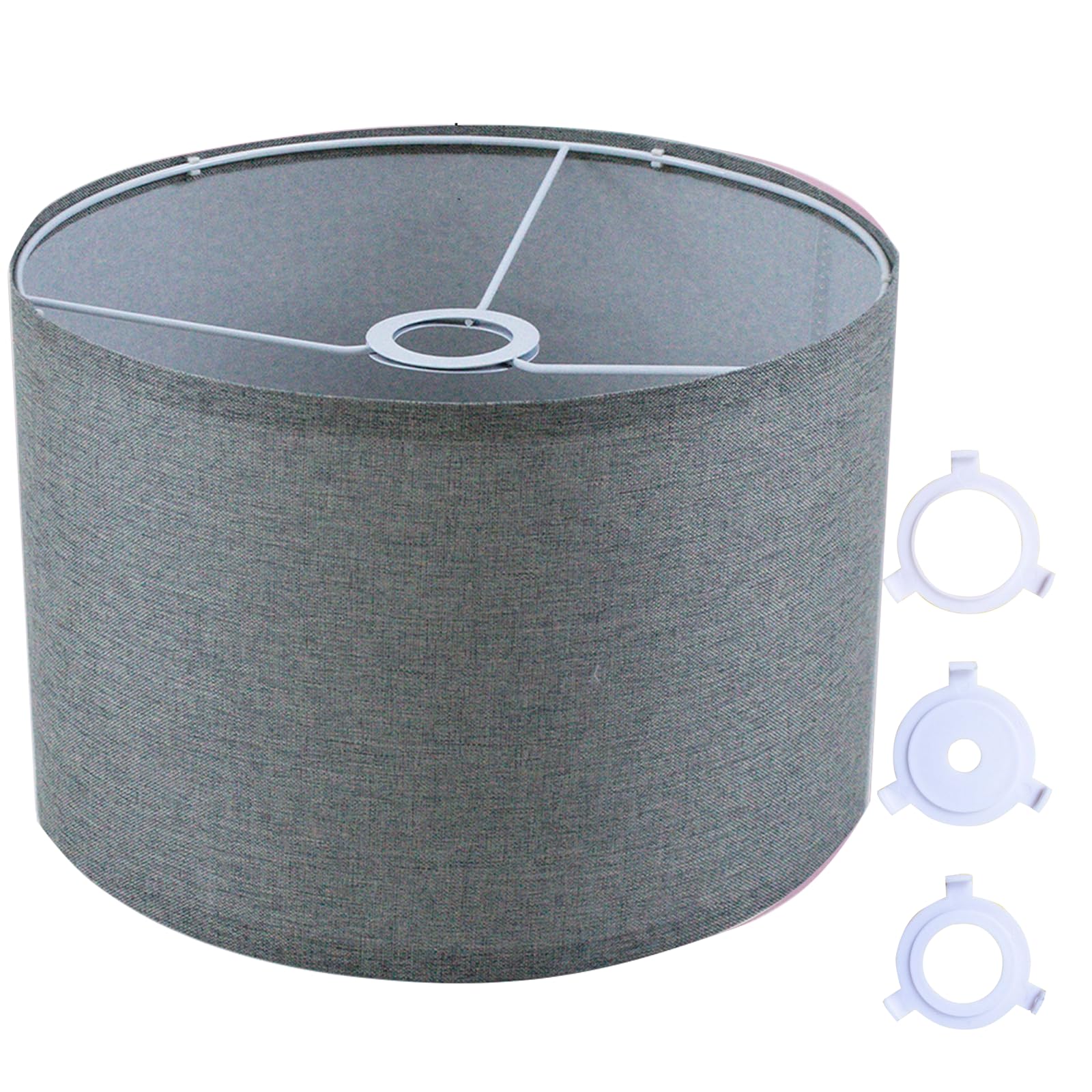 Paralume in tessuto, grigio per lampada da tavolo, lampada da parete, lampada da comodino e lampada da terra, in lino naturale, realizzato a mano, paralume con convertitore per E27, E26, E14, 11 mm