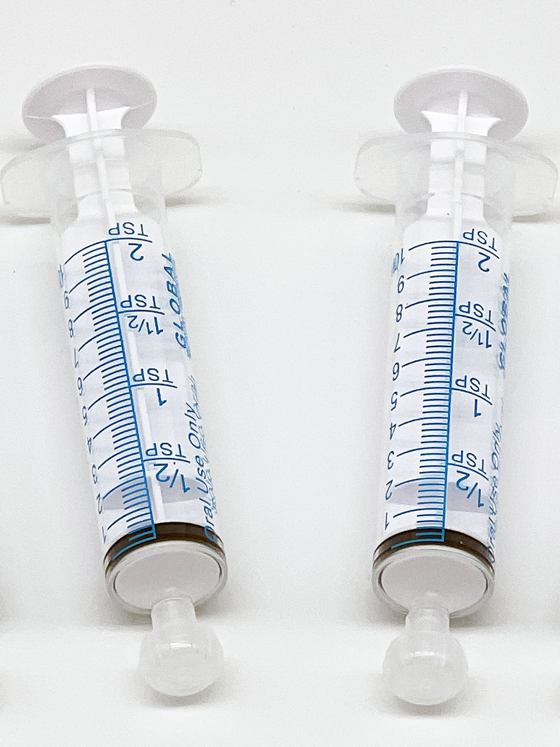 10ML UltraFlo Oral Syringe with Cap - Eccentric Tip - 2 Teaspoon - 10cc O-Ring Plunger Rod - QTY 25