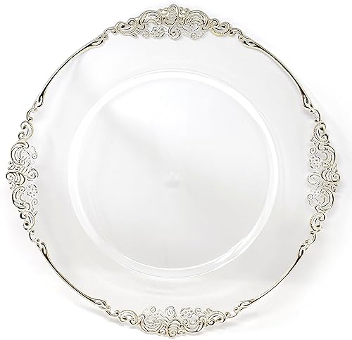 allgala Platos Base Redondos de Calidad Pesada - Bases Transparentes para Platos de Cena - Juego de Platos Base para Decoración de Mesa - Ideal para