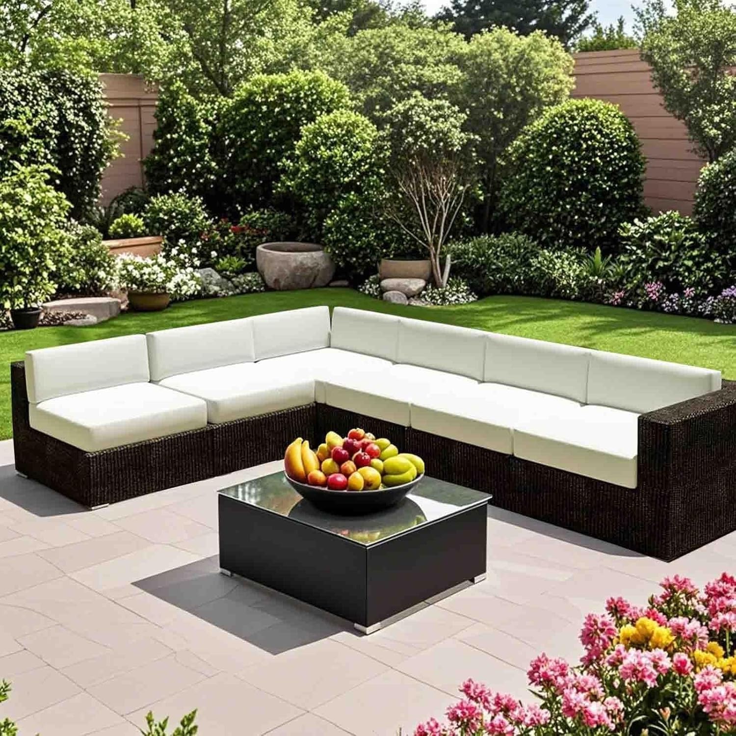 Pack de 4 Funda de Cojín de Asiento Sofá Exterior Impermeables 50x50 60x60 150x45 Cubierta de Cojines de Asiento Patio，para Interior, Exterior，Silla，Jardin，Muebles de Ratán(Color 23,50x50x5cm)