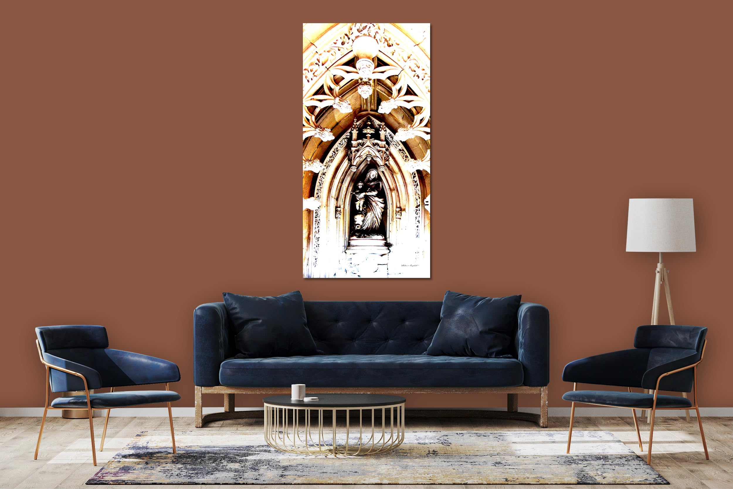 Glücksvilla - In der Kapelle 9 (Acrylglas-Bild 5 mm, 40 x 80 cm) | div. Maße - aus DE - Kunstdruck Deko Wandbild quer - Jesus Maria Kirche Altar Glaube Statue Figur Barock