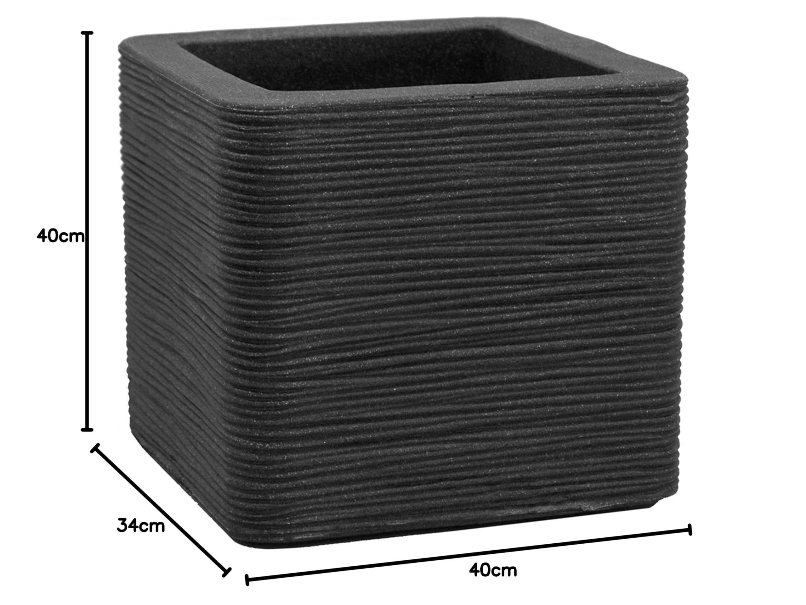 Dehner Pot de Fleurs Rille, env. 40 x 40 x 34 cm, Plastique, Anthracite