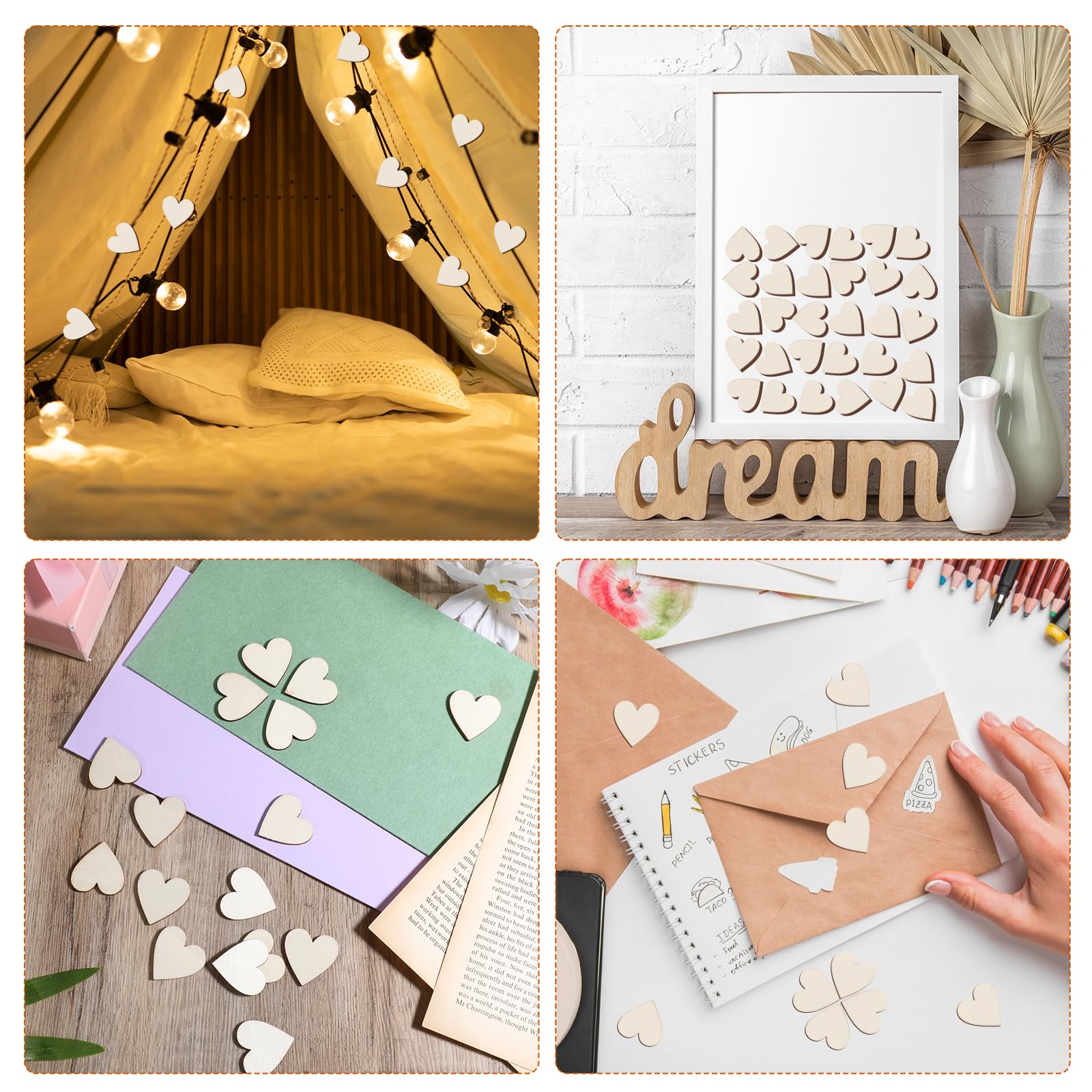 100Pcs Wooden Heart Cutouts - 1.18 Inch Unfinished Craft Hearts For DIY Projects & Decor