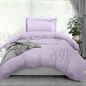 Utopia Bedding Duvet Cover Twin Size - 2 Piece with Zipper Closure - 1 Comforter Cover 68X90 Inches & 1 Pillow Sham 20X26 Inches (Lavender) Comforter Not Included