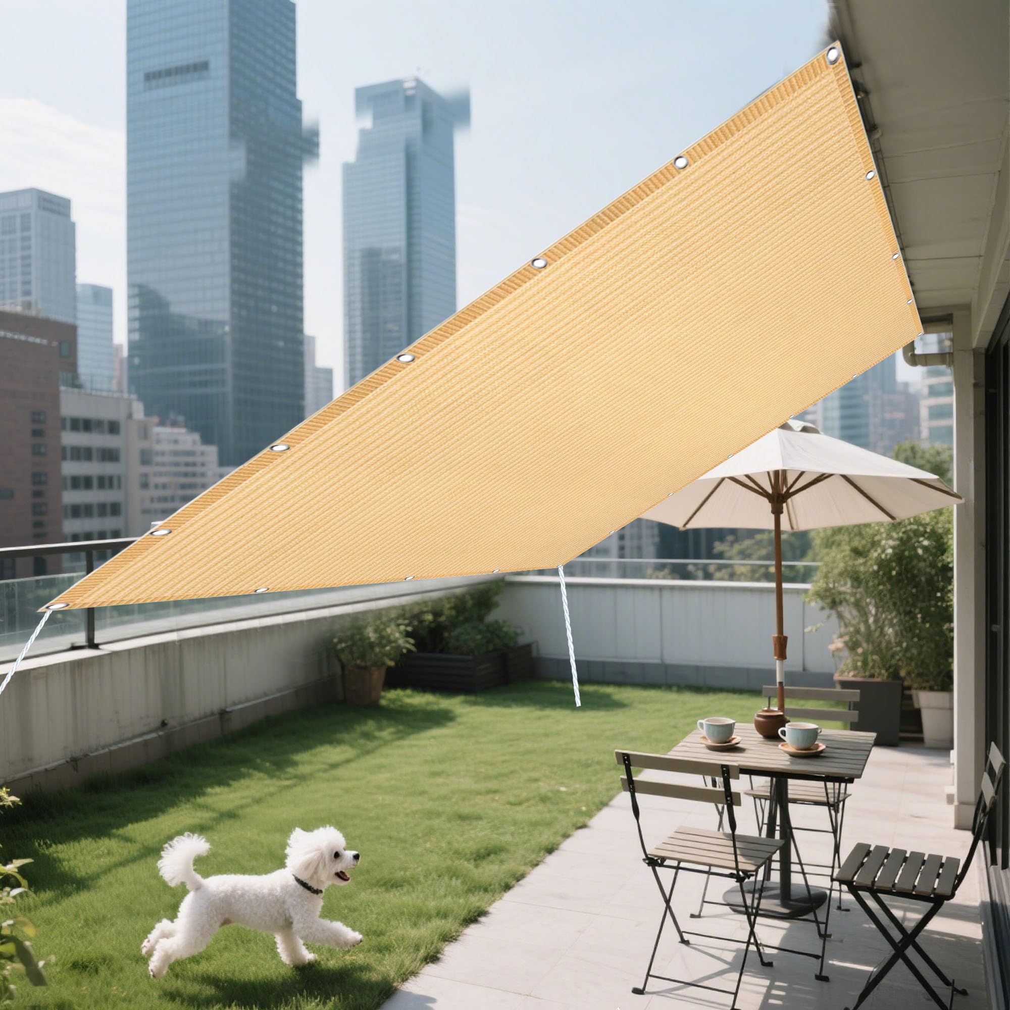 Voile ombrage 3.8x3.8m brise vue pour protéger plantes et poulailler