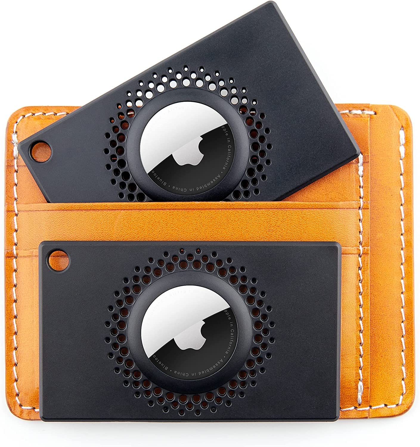 Wawasia 2 Packs Wallet Case Card for Apple Airtag, Slim Thin Air tag Wallet Holder, Credit Card Size Money Clips Holder for Purse, Suitcase, Handbag, Backpack, Anti-Lost Accessories (Black)