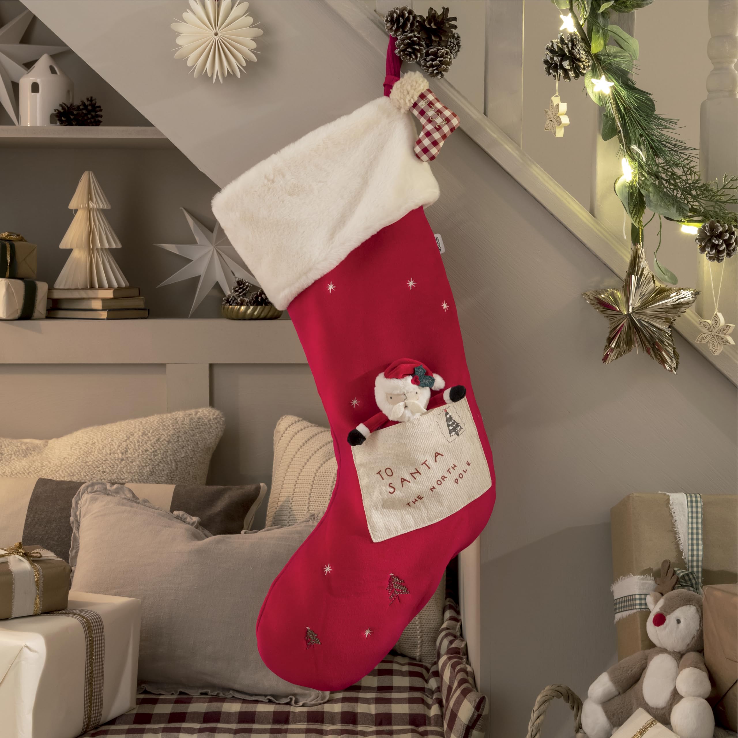 Mamas & Papas My First Christmas 2024 Large Stocking Santa, Red