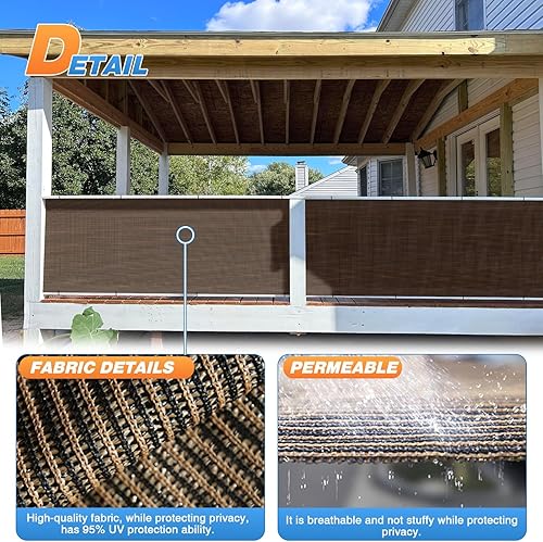 Miniatura 4 de TANG Sunshades Depot - Tela de sombra de 8 x 25 pies, 180 GSM, tela marrón HDPE, rollo de hasta un 95% de bloqueo, red de malla U* V para