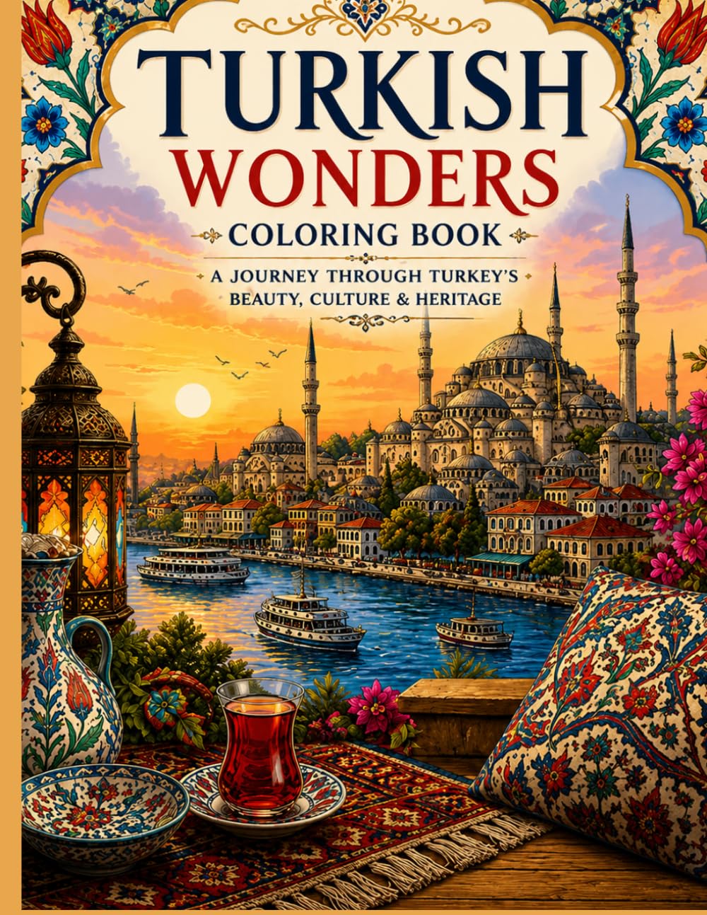 Turkish Wonders Coloring Book: A Journey Through Turkey’s Beauty, Culture & Heritage: Relaxing Turkish Landscapes, Architecture, Markets, and Cultural Scenes for Adults