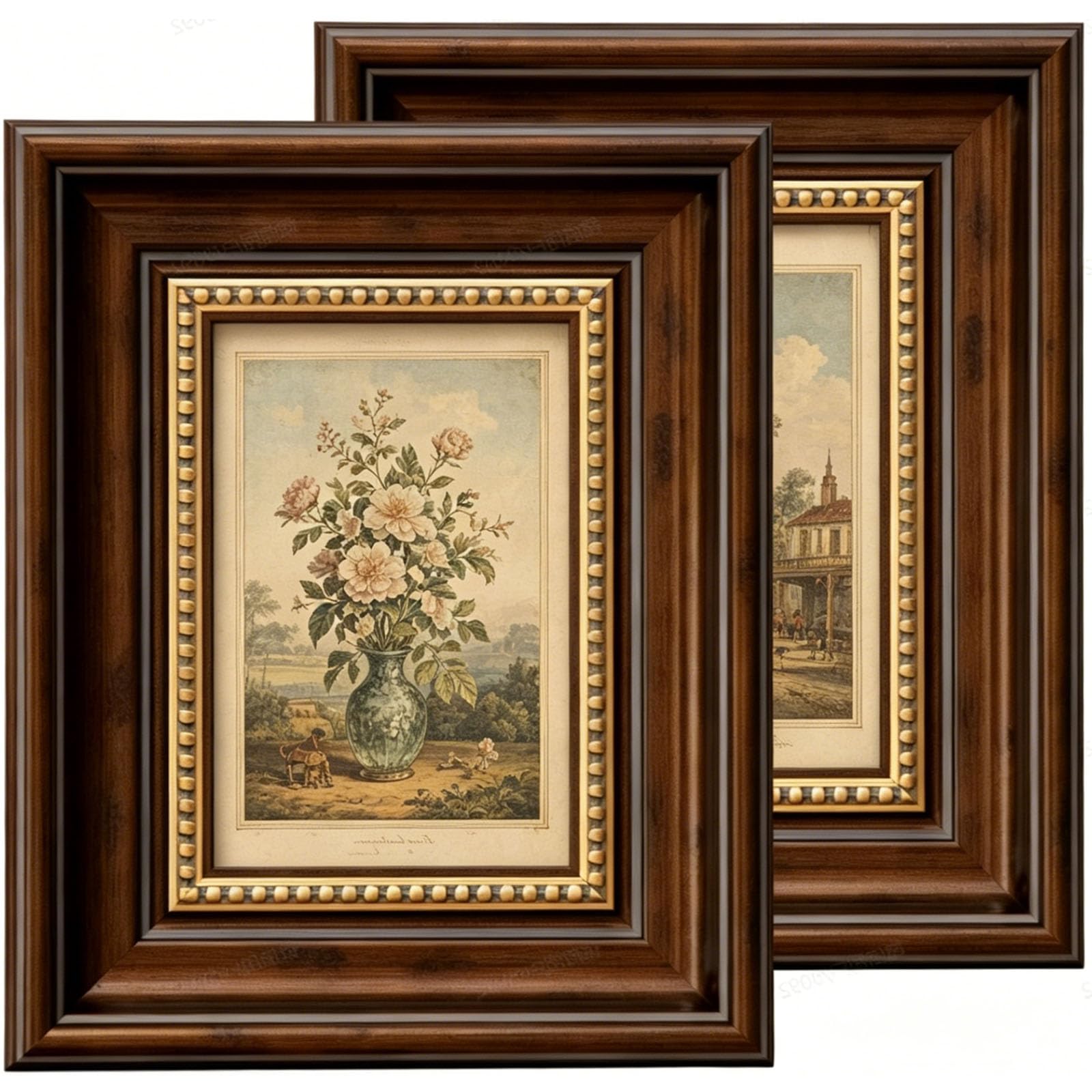 2 Pack Rustic 6x4 Picture Frames, Vintage Photo Frames 6 X 4 Inches, Versatile Desktop Standing and Wall Mounting Art Decor for Bedroom, Study Living Room Office and Daily Home Ornament