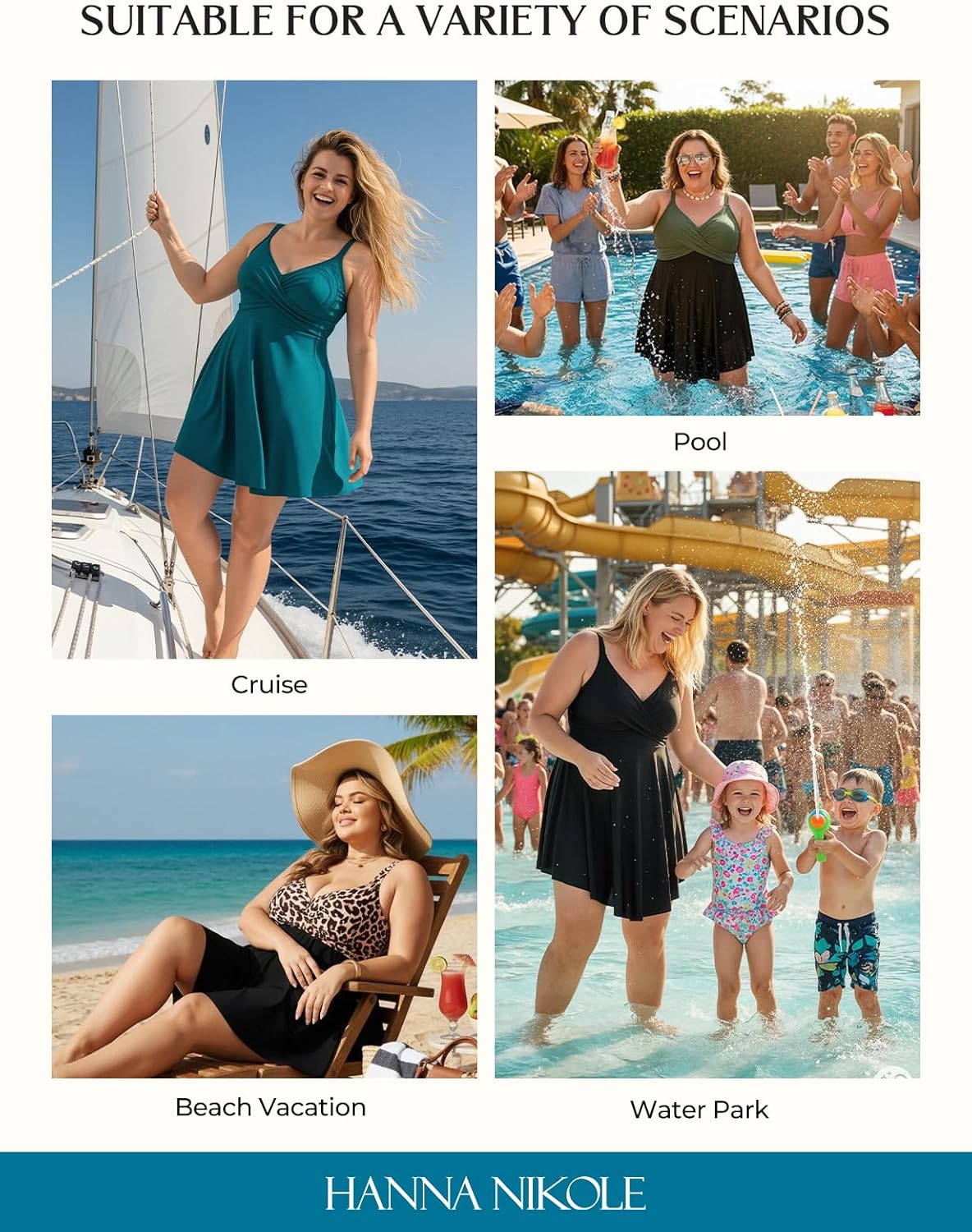 Hanna Nikole Women Plus Size One Piece Swim Dress Tummy Control Swimsuits Twist Front Bathing Suit Body Shaping Swimwear