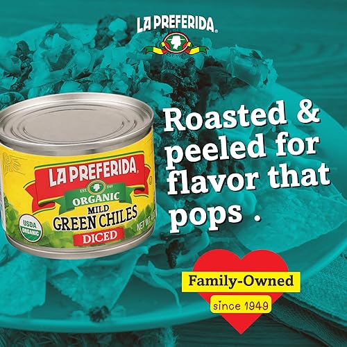 Miniatura 3 de La Preferida Chiles verdes orgánicos, en dados suaves, 4 oz (12)