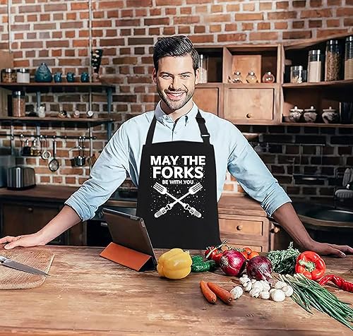 Miniatura 7 de Delantales divertidos para hombres y mujeres, chef, unisex, divertido, para cocina, parrilla, barbacoa, con 2 bolsillos, cumpleaños, día del padre,