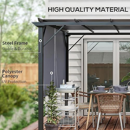Miniatura 108 de Outsunny Pérgola de aluminio para patio de 10 x 13 pies con toldo retráctil para pérgola, refugio de sombra para porche, fiesta al aire libre, Marrón