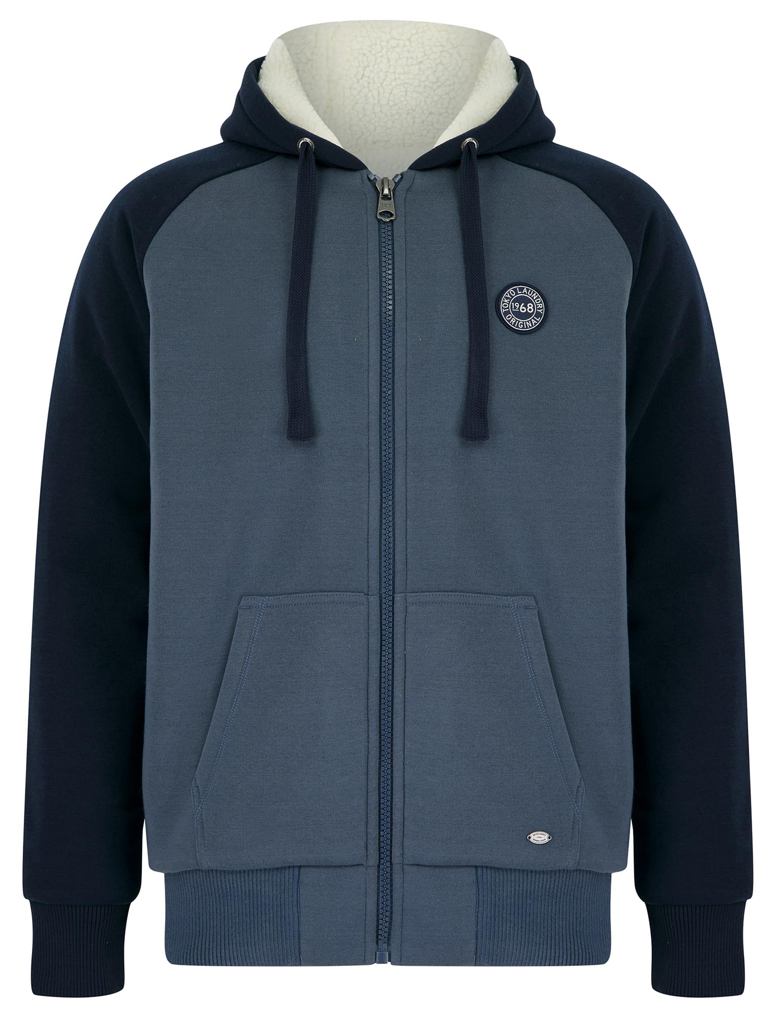 Tokyo Laundry Petersburg Chunky Zip Through Borg Lined Fleece Hoodie in Vintage Indigo Marl S