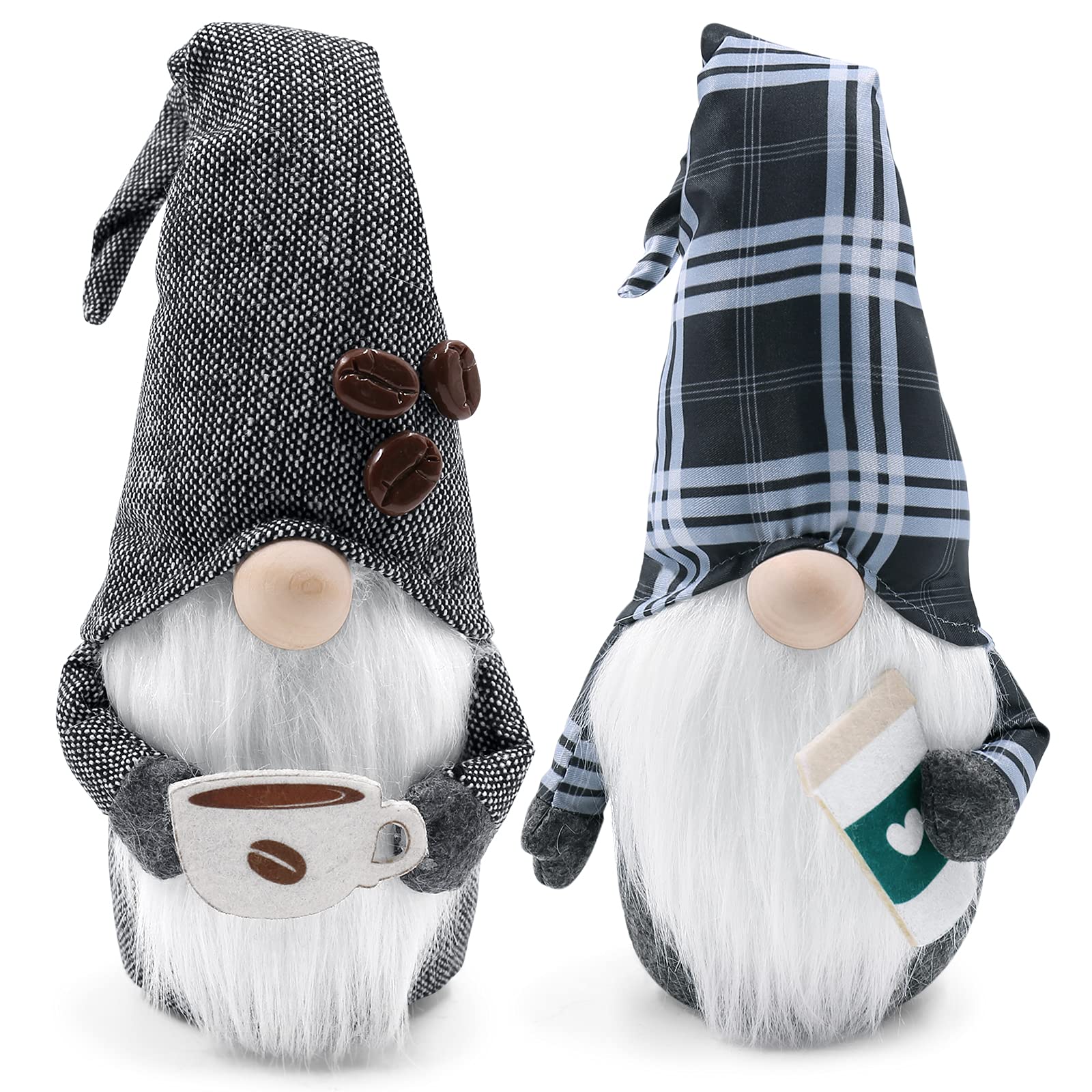 Upltowtme Coffee Gnomes Coffee Bar Decor Gnomes Swedish Tomte Coffee Station Collectible Figurines Plush Coffee Table Decor for Living Room Kitchen