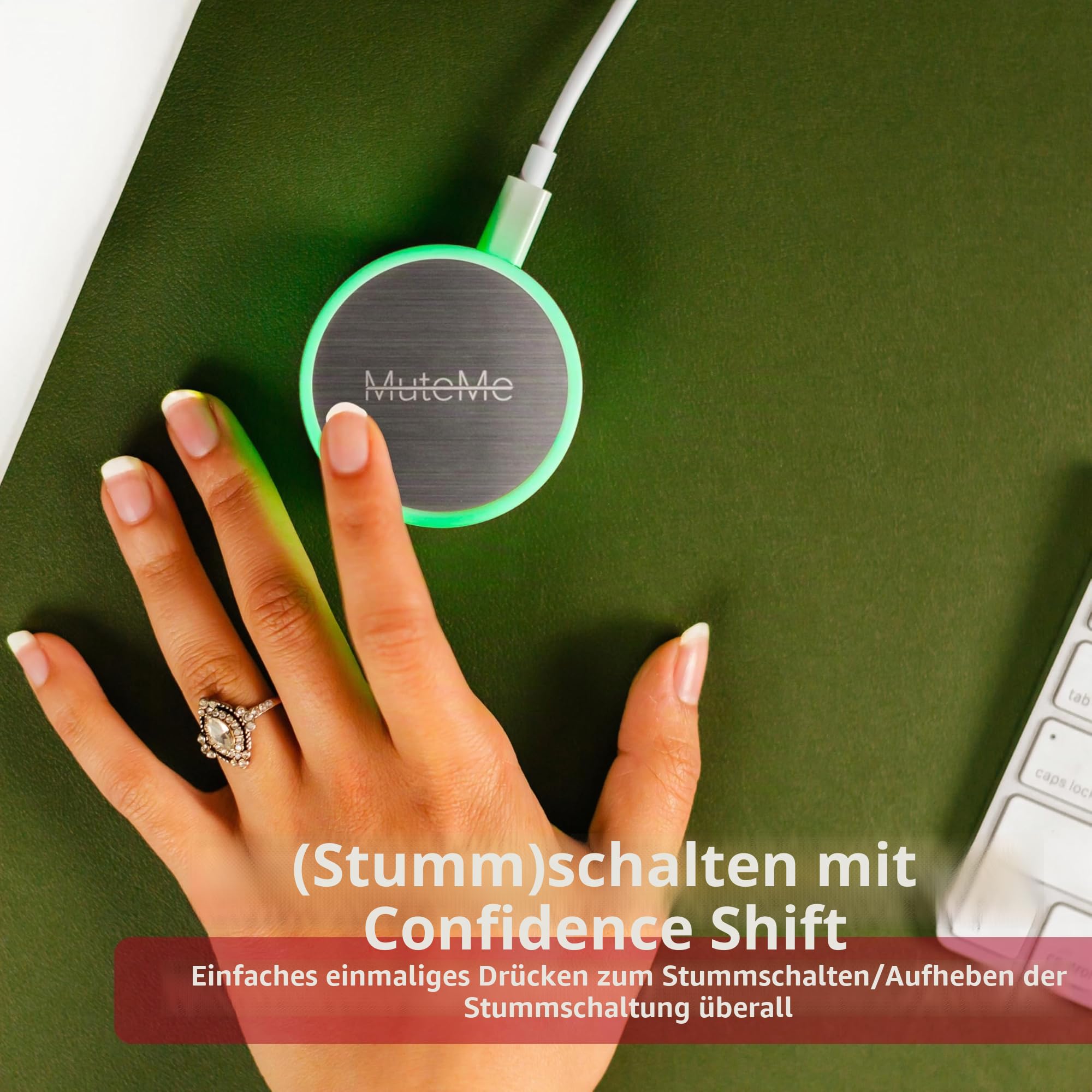MuteMe, WebEx und mehr (wie bei Shark Tank), kompatibel mit Mac/PC. USB-Kabel und Adapter im Lieferumfang enthalten. Kostenloser Software-Download erforderlich.