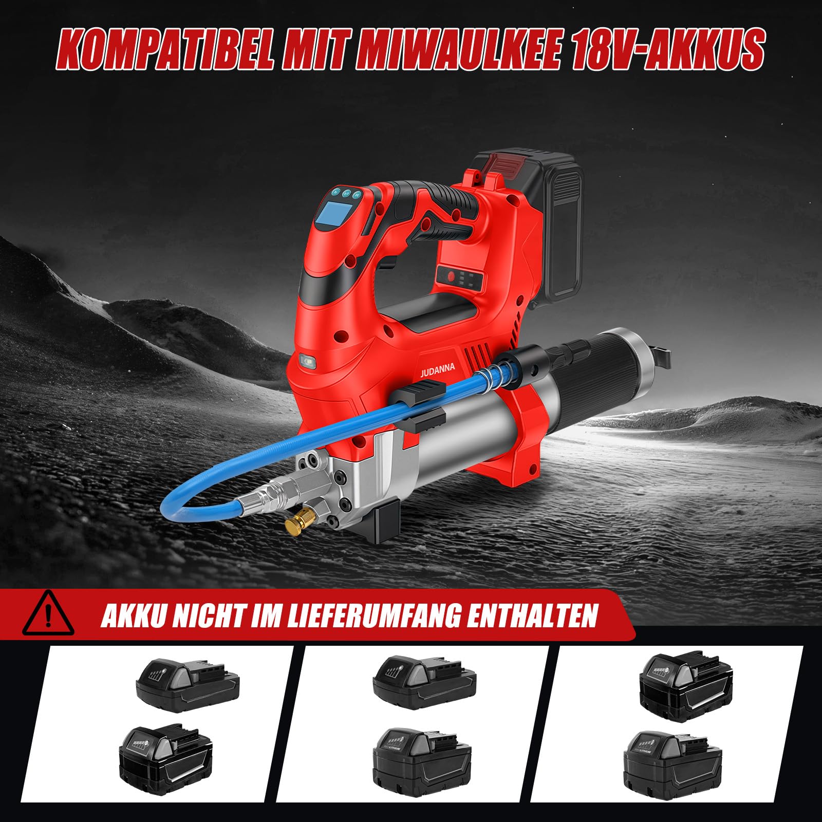 Akku Fettpresse für Milwaukee M18 Akku, 12000PSI 160g/min (ohne Akku)