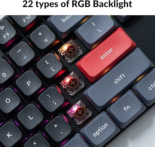 Miniatura 8 de Keychron Teclado mecánico inalámbrico K1 Pro RGB ultra delgado QMKVIA Bluetooth inalámbricoUSB con interruptor marrón Gateron de perfil bajo, teclas