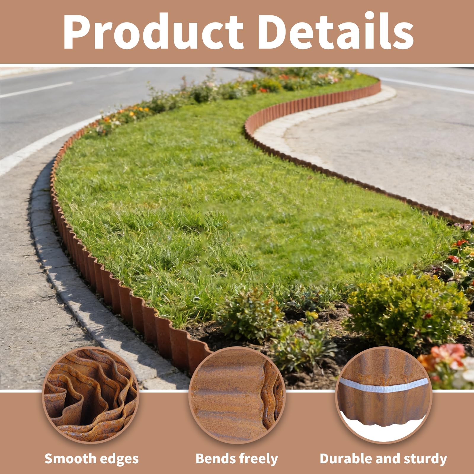 Cortenstahl Beeteinfassung 10 m x 15 cm: Cortenstahl Rasenkante, Beetumrandung Metall Für Garten – Rasenkante Metall Als Beetumrandung Metall Für Rasen, Wege, Blumenbeet