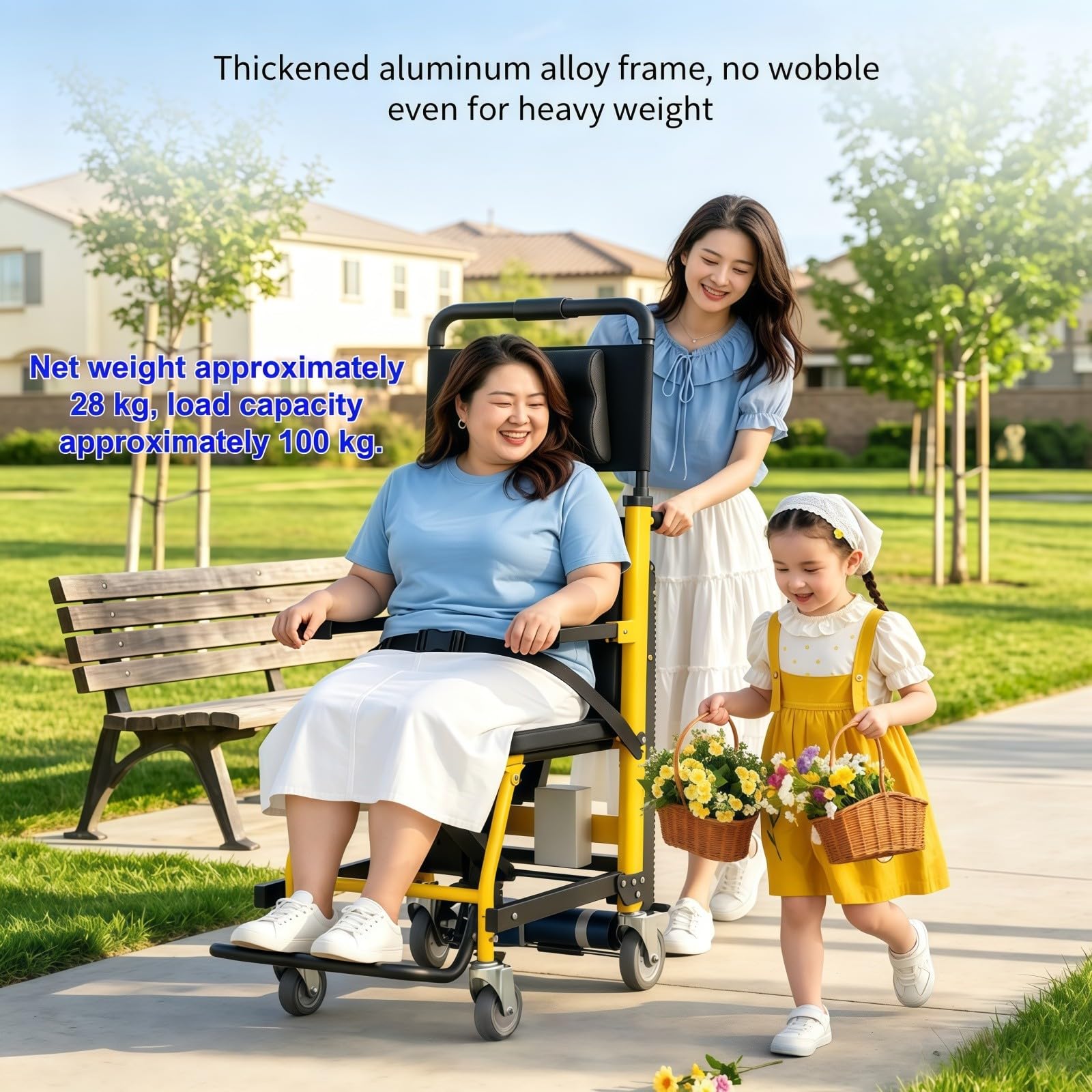 Silla De Ruedas Eléctrica para Subir Escaleras, para Adultos, 28 Kg, Capacidad Máxima De 100 Kg,Aluminio De Alta Resistencia; para Personas Mayores O Pacientes con Discapacidad.