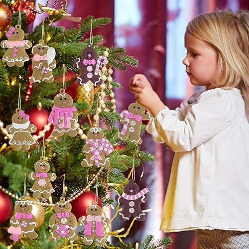 Miniatura 57 de Adornos de casa de jengibre para decoración de árbol de Navidad, 12 piezas de decoración de Navidad de casa de jengibre, adornos colgantes