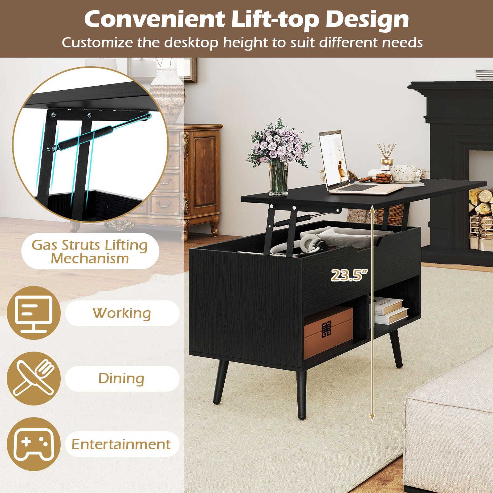 Amazon.com: Giantex Lift Top Coffee Table, Modern Cocktail Table w