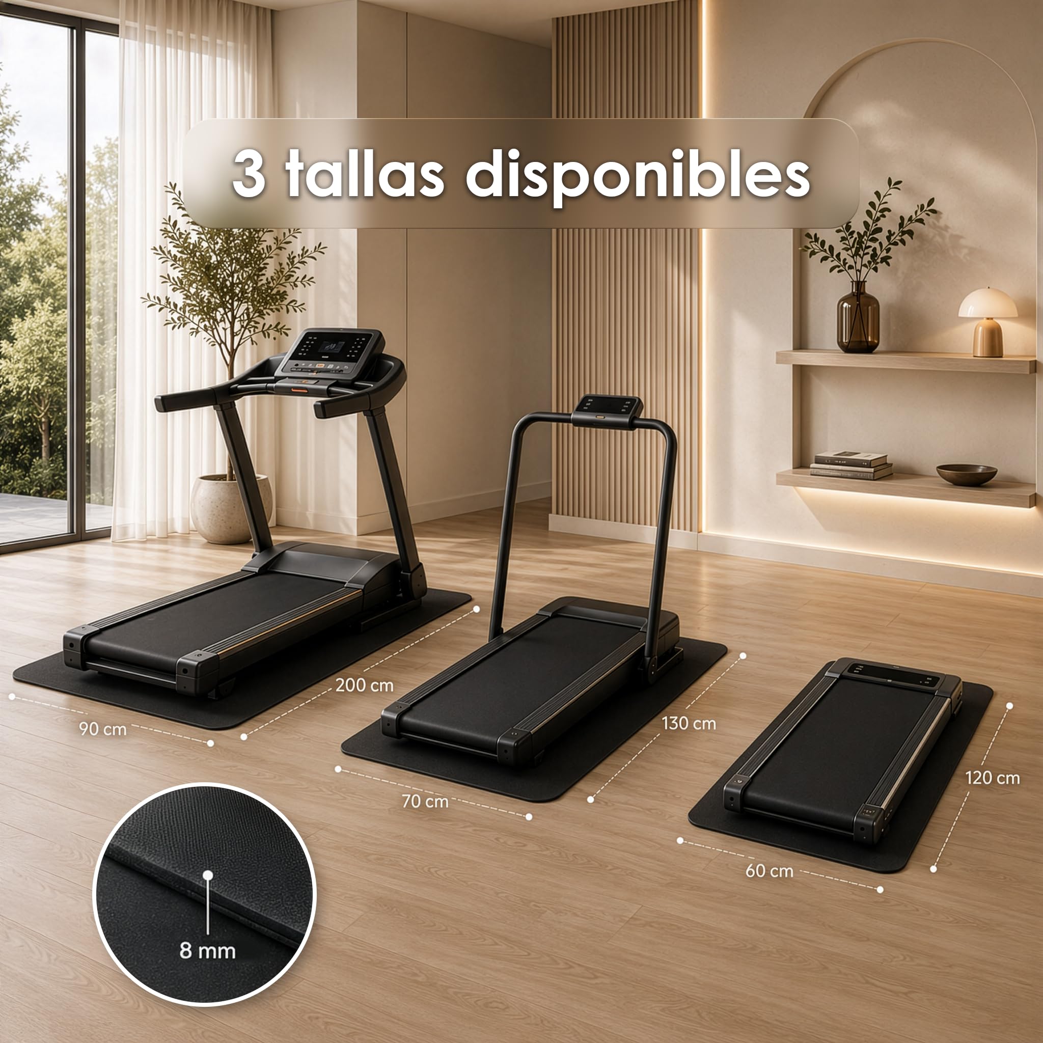 Floordirekt Sparta - Esterilla antideslizante para fitness y cinta de correr, bicicleta elíptica y equipo de fitness, absorción de impactos