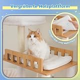 Hey-brother Noyer EMPJ121WB Wooden Cat Scratching Post, 184 cm Cat Tree for Large Cats, Multi-Tier Stable Cat Scratching Post with Large Platforms, Basket, Cat Cave, Combing Machine and Ladder - 3