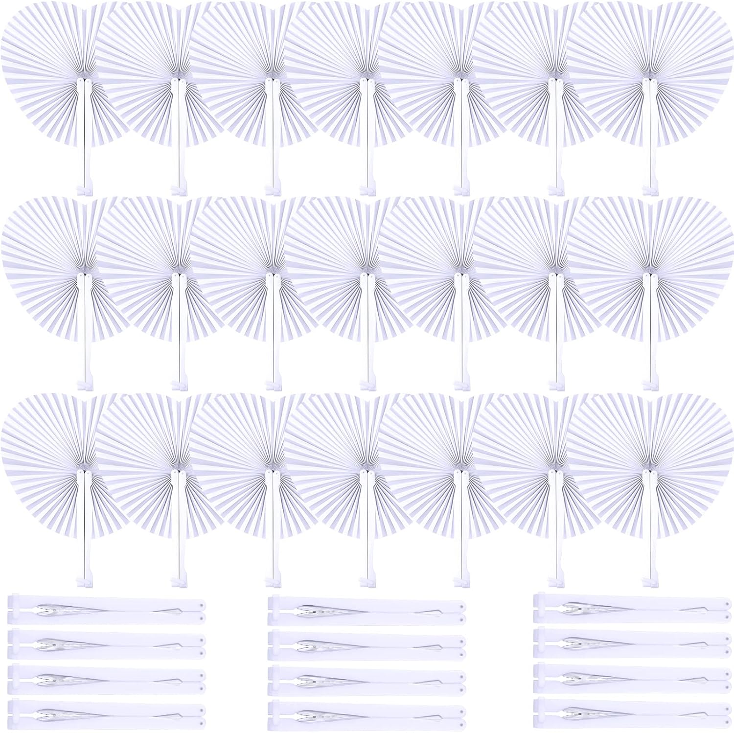 Unittype 150 Packs Wedding Paper Fans Heart Shaped Folding Handheld Fans for Wedding Decorate Guests Favor Anniversary Birthday Party Supplies Home Decor(White)
